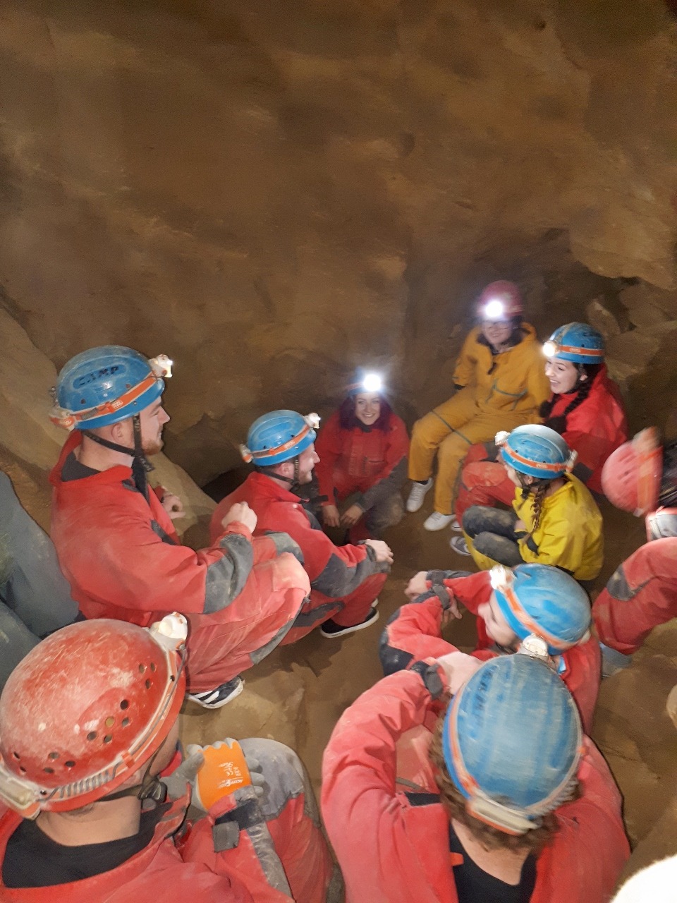 Our group caving in Budapest