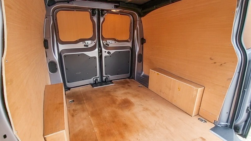 Plywood panels inside van